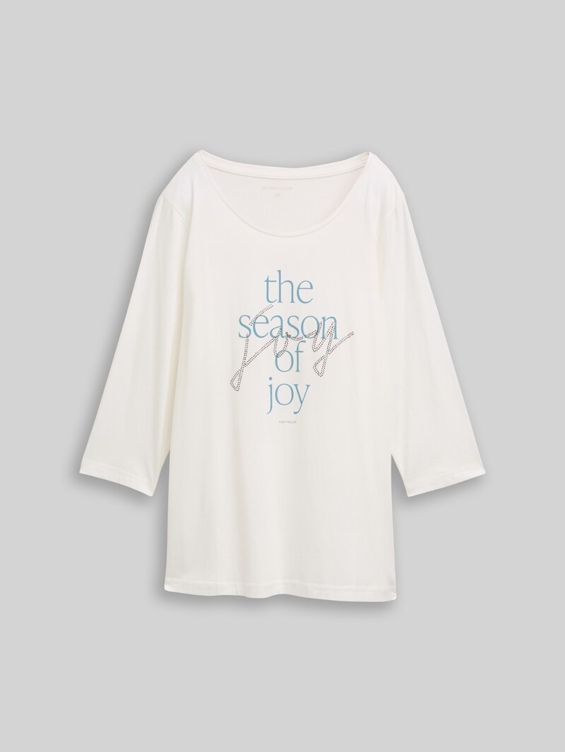 Tom Tailor Plus Size - Langarmshirt mit Print - Soft Clear White