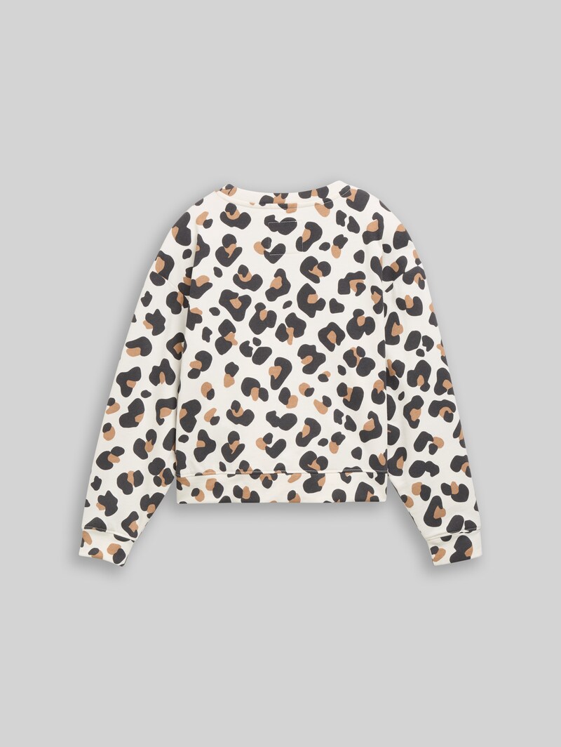 Tom Tailor Oversize Sweatshirt mit Leo-Print - White Beige Big Leo Print Tom Tailor Oversize Sweatshirt mit Leo-Print - White Beige Big Leo Print
