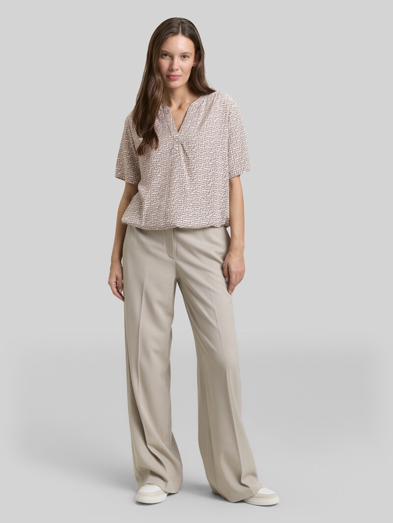 Tom Tailor Bluse mit Muster - Soft Taupe Geometric Minimal