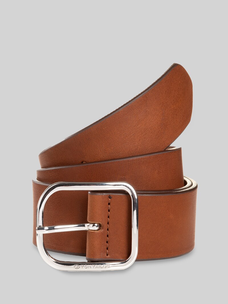 Tom Tailor TTHELEN Ledergürtel mit abgerundeter Dornschließe - Light Brown
