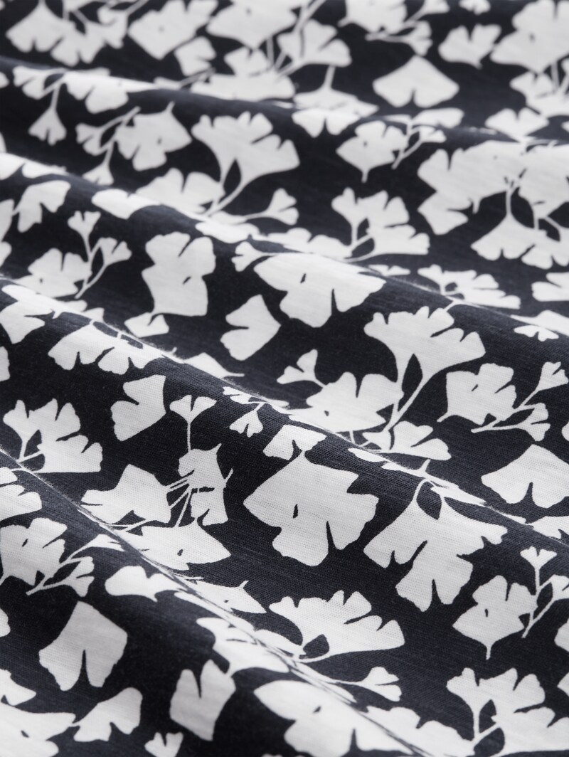 Tom Tailor T-Shirt aus Baumwolle - Blue Ginkgo Minimal