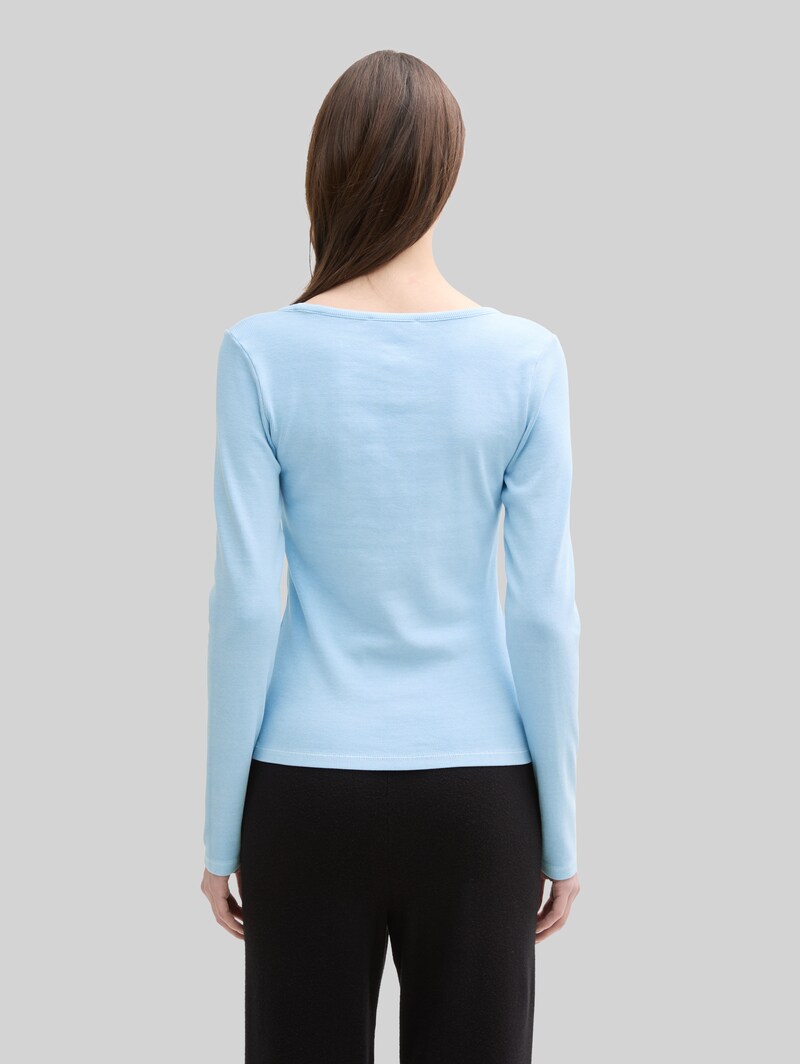 Tom Tailor Langarmshirt mit Deko-Knopfleiste - Dusty Sky Blue