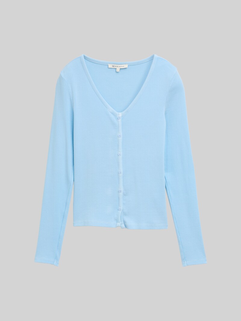 Tom Tailor Langarmshirt mit Deko-Knopfleiste - Dusty Sky Blue