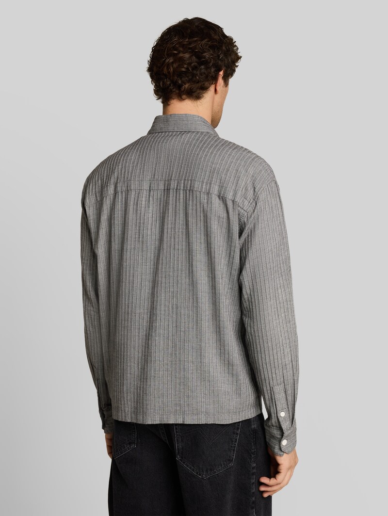 Tom Tailor Loose Fit Hemd aus Baumwolle - Black Stripe Structure