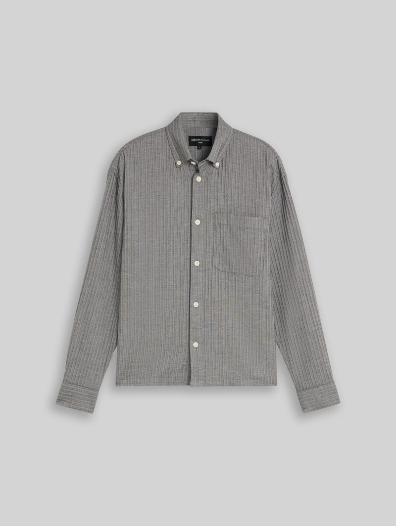 Tom Tailor Loose Fit Hemd aus Baumwolle - Black Stripe Structure