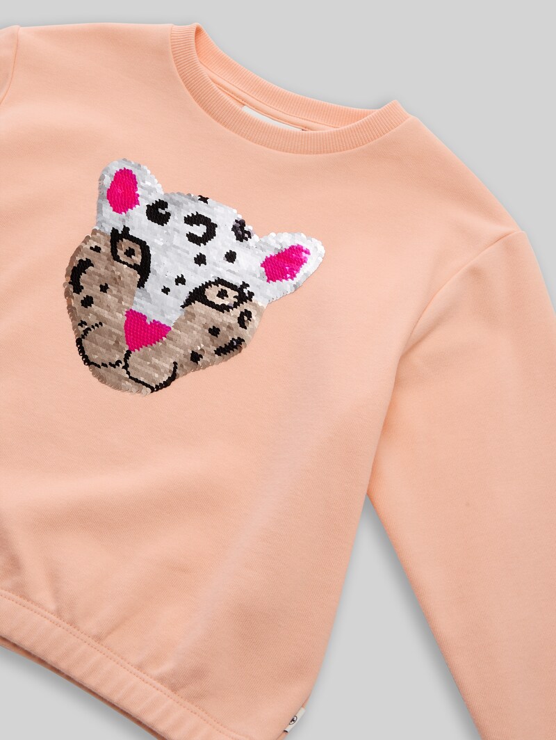 Tom Tailor Sweatshirt mit Wendepailletten - Peach Bloom