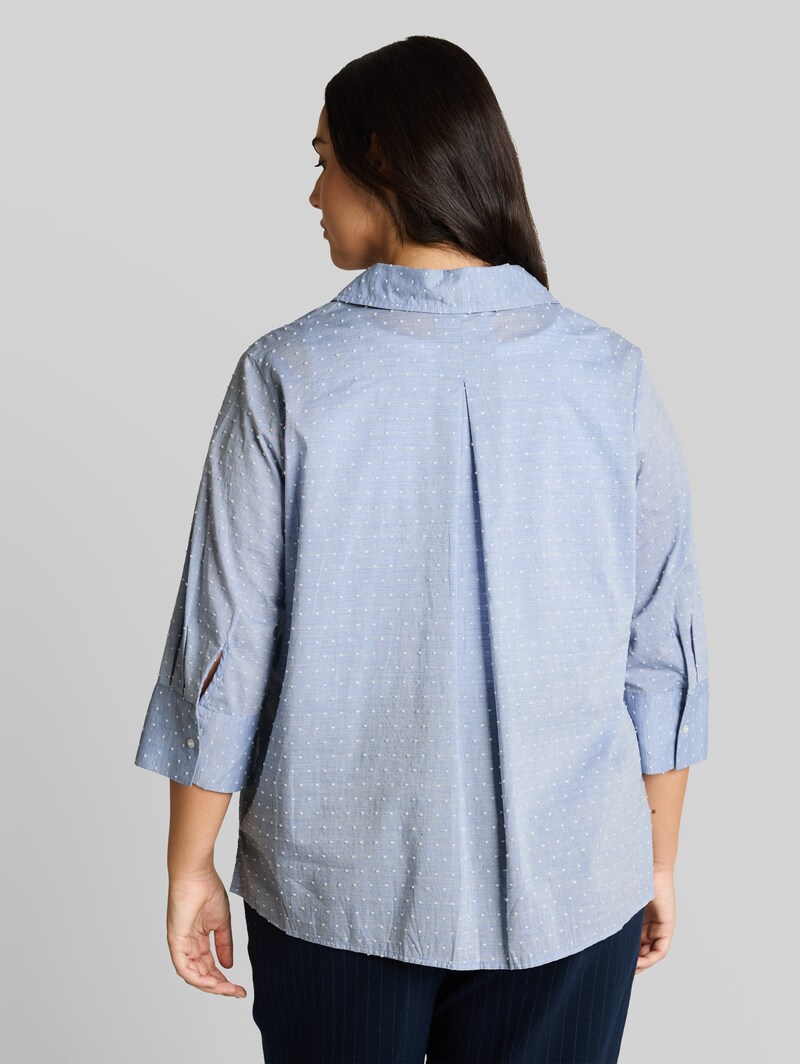 Tom Tailor Plus Size - Loose Fit Bluse mit Stickerei - Blue White Dobby