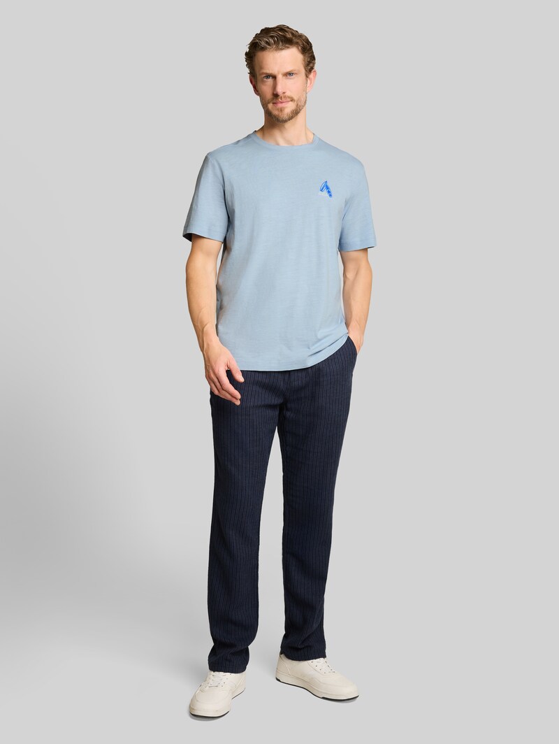Tom Tailor T-Shirt mit Stickerei - Light Blue Grey
