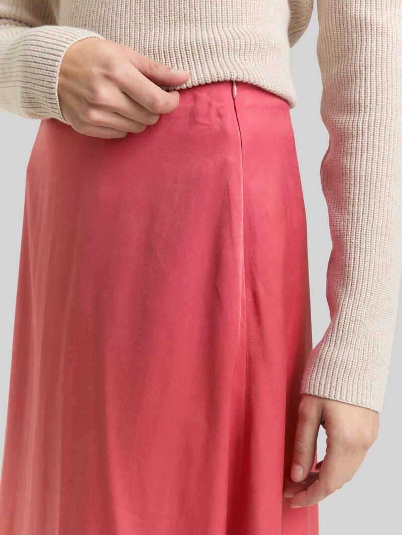 Tom Tailor High Waist Satin Midi-Rock - Cozy Pink