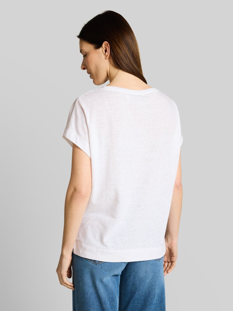 Tom Tailor Loose Fit T-Shirt mit Leinenanteil - White