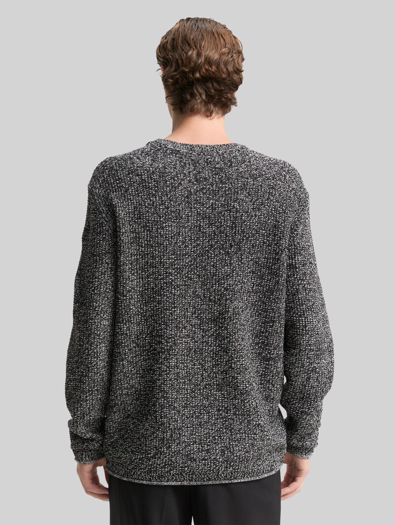 Tom Tailor Strickpullover in Melange-Optik - Black White Mouline