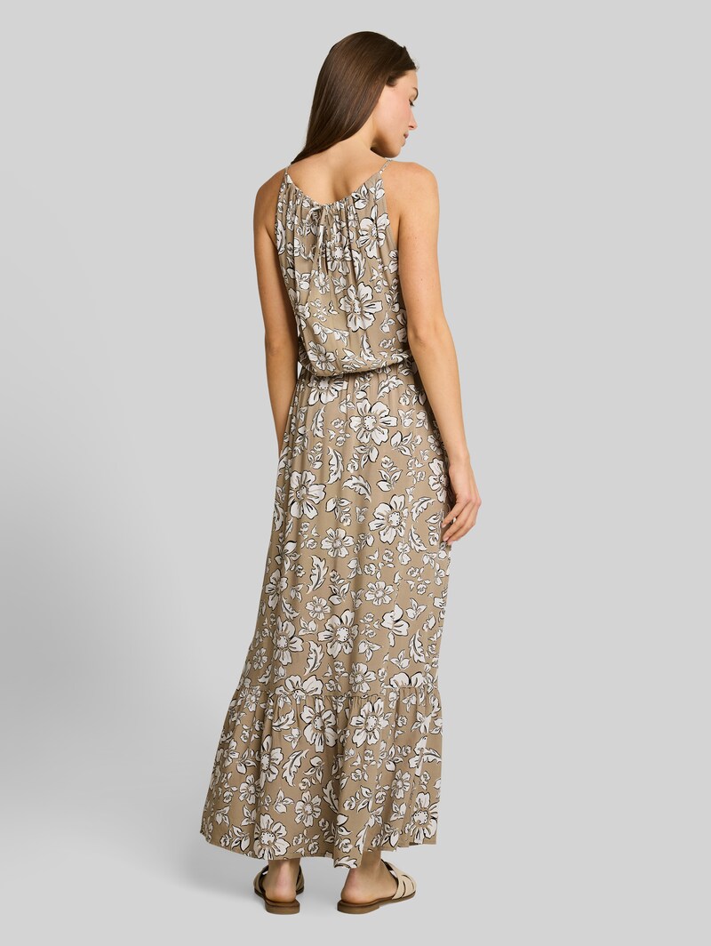 Tom Tailor Maxi-Kleid aus Viskose - Olive Big Flower Design