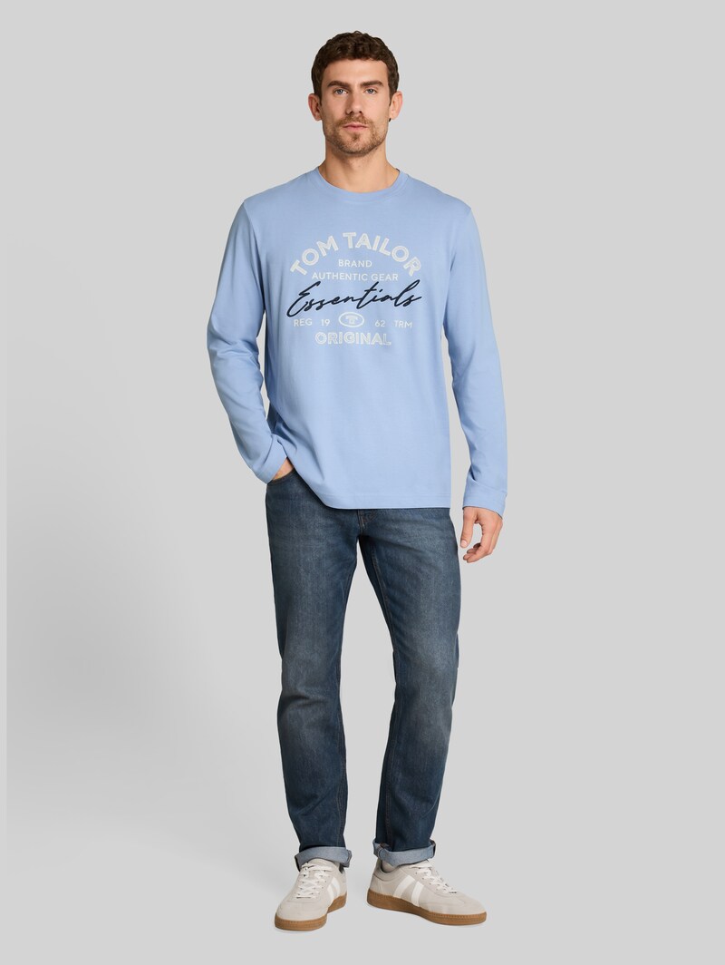 Tom Tailor Langarmshirt mit Logo-Print - Pale Blue