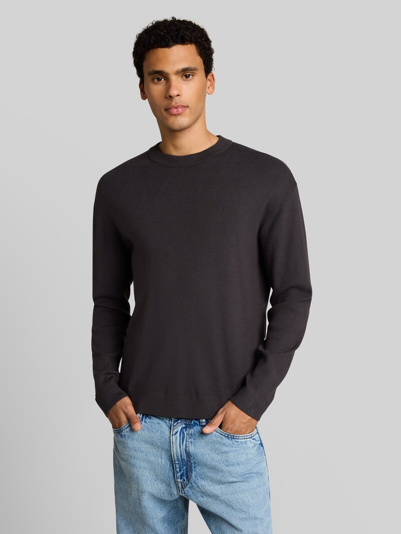 Tom Tailor Basic Strickpullover mit Rundhalsausschnitt - Coal Grey Tom Tailor Basic Strickpullover mit Rundhalsausschnitt - Coal Grey