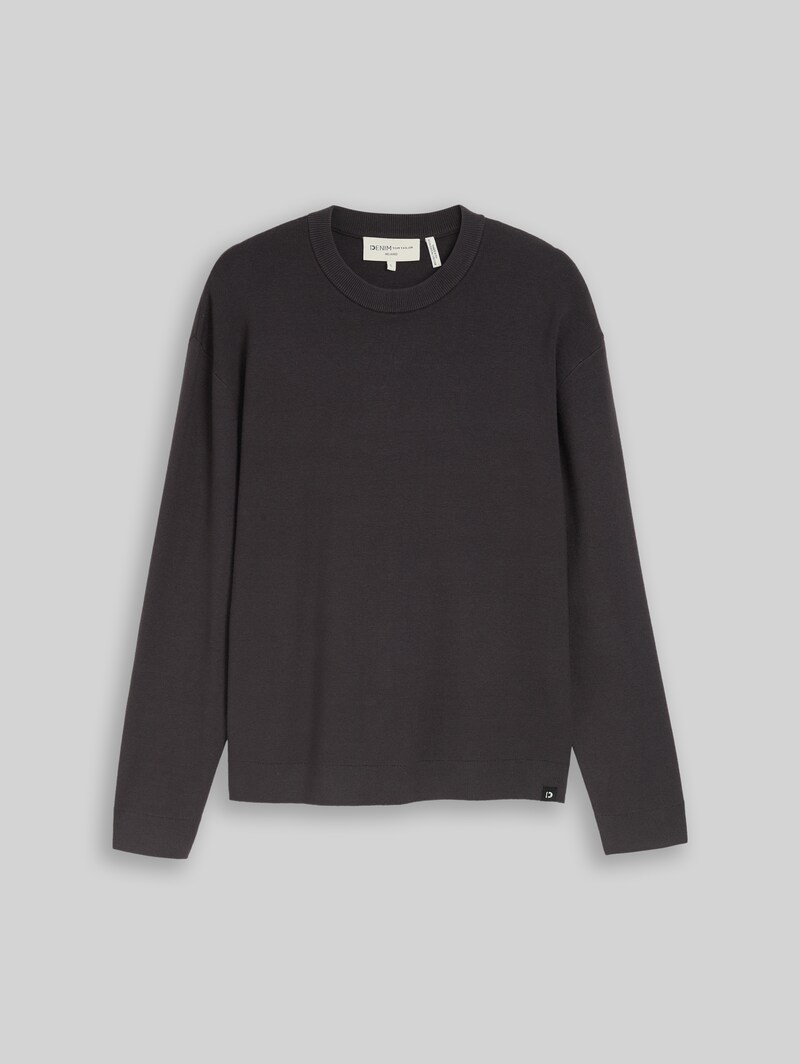 Tom Tailor Basic Strickpullover mit Rundhalsausschnitt - Coal Grey