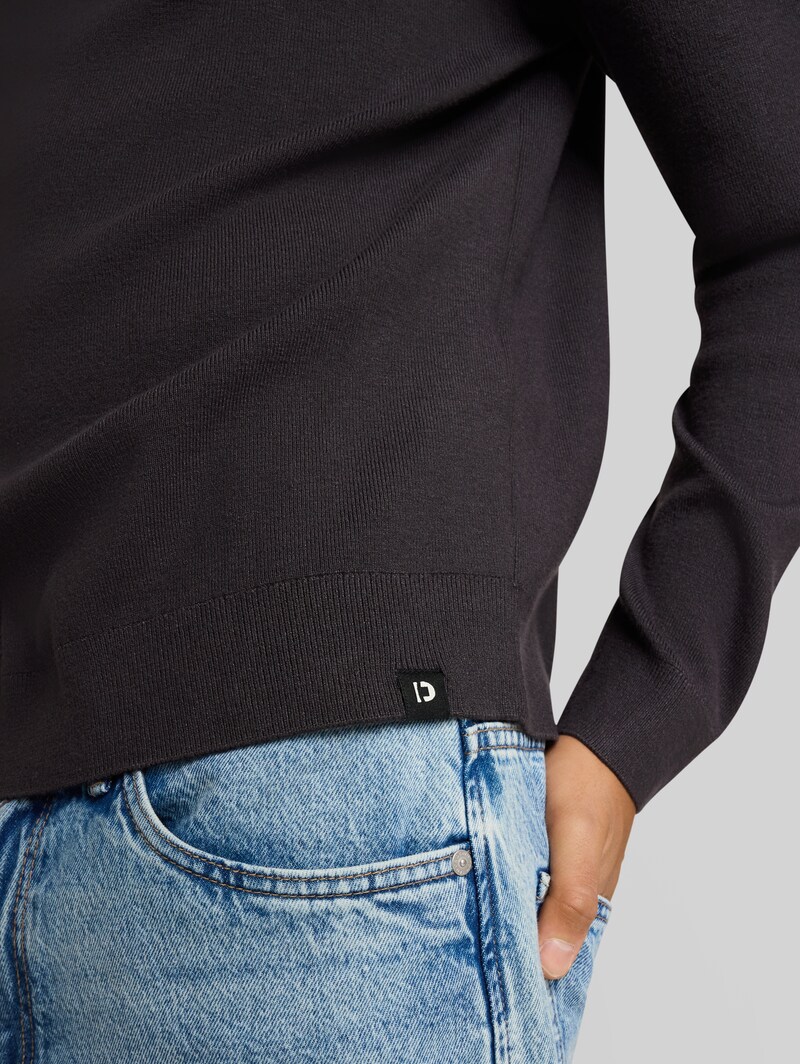 Tom Tailor Basic Strickpullover mit Rundhalsausschnitt - Coal Grey