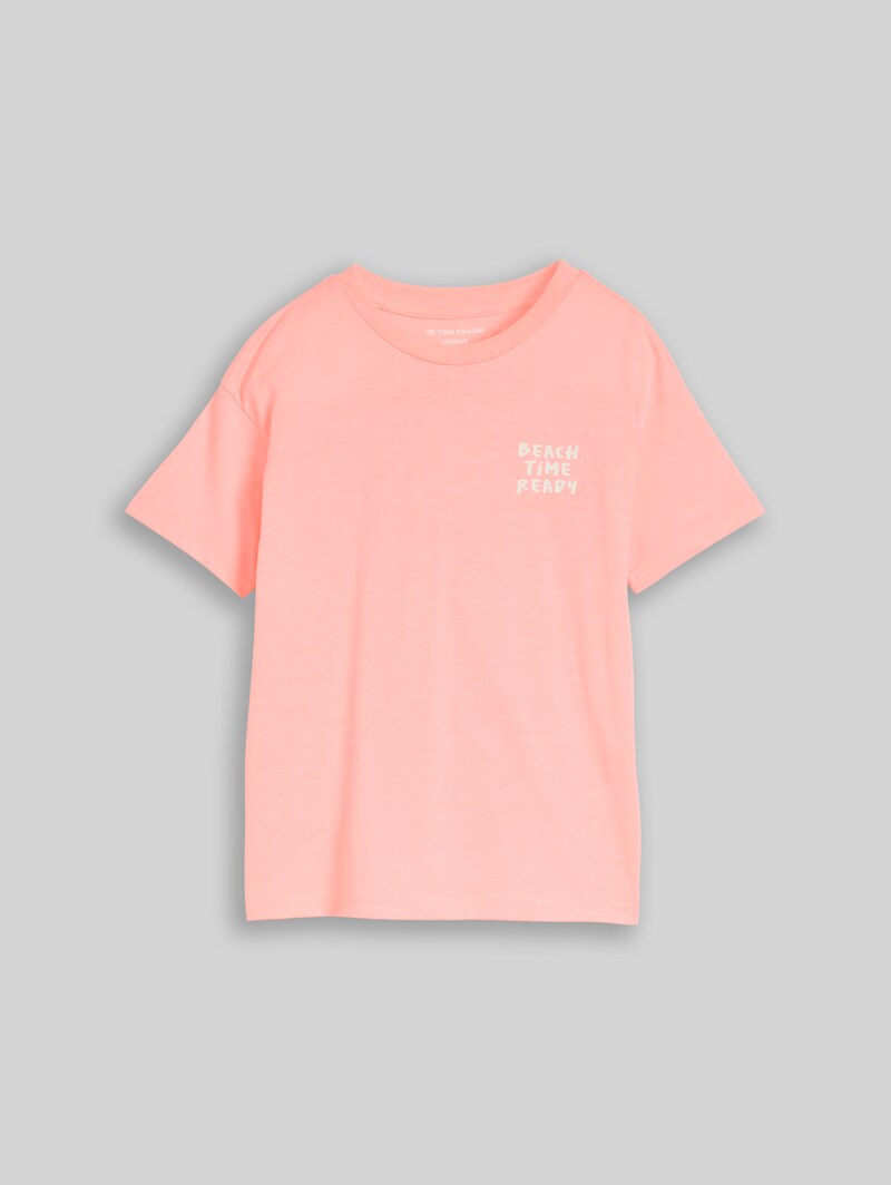 Tom Tailor Oversize T-Shirt mit Print - Soft Neon Pink
