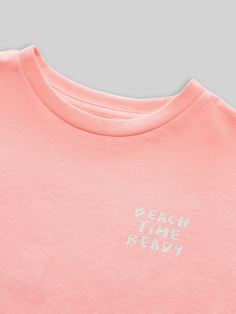 Tom Tailor Oversize T-Shirt mit Print - Soft Neon Pink