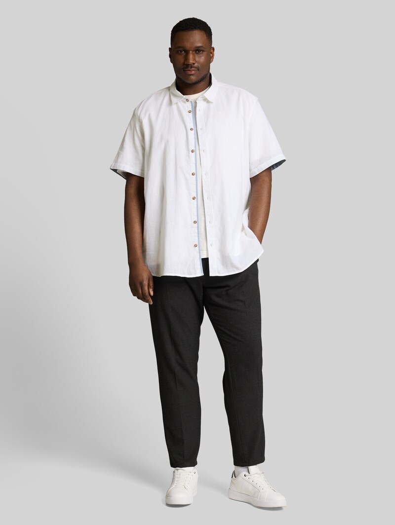 Tom Tailor Plus Size - Regular Fit Kurzarmhemd mit Leinenanteil - White
