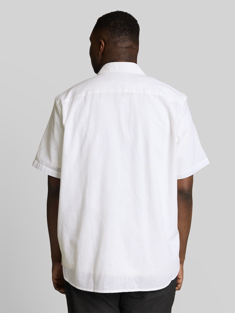 Tom Tailor Plus Size - Regular Fit Kurzarmhemd mit Leinenanteil - White
