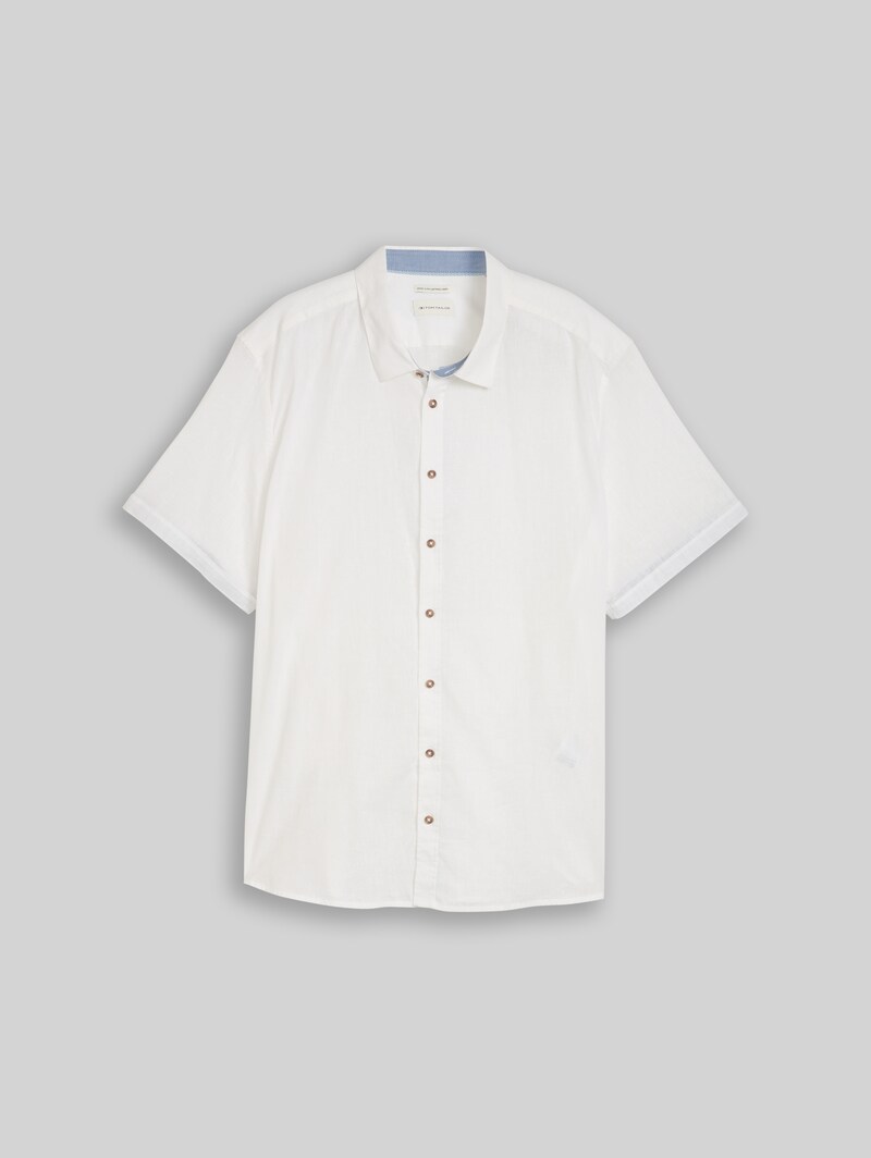 Tom Tailor Plus Size - Regular Fit Kurzarmhemd mit Leinenanteil - White