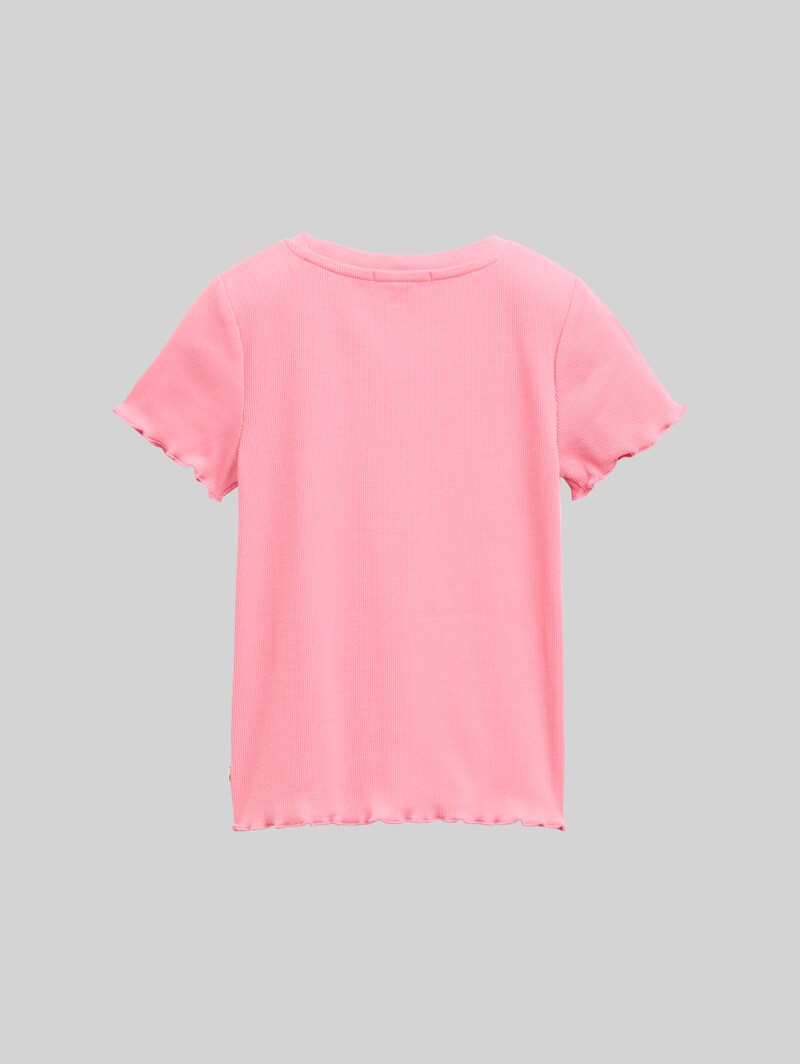 Tom Tailor Ripp T-Shirt mit Print - Sunrise Pink Tom Tailor Ripp T-Shirt mit Print - Sunrise Pink