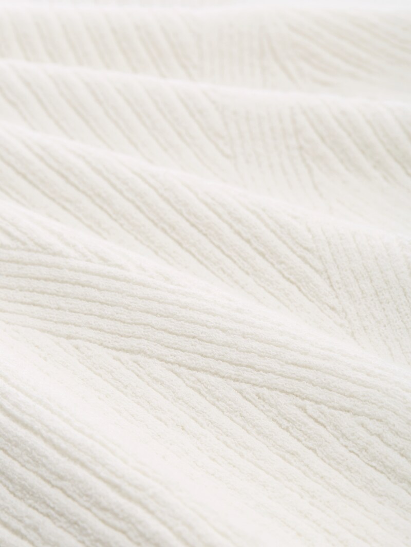Tom Tailor Strickpullover mit Rippstruktur - Off White