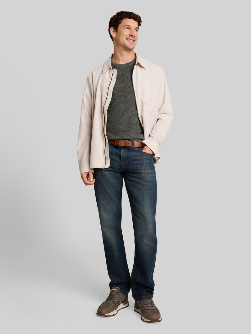 Tom Tailor Strickpullover in Melange-Optik - Darkest Olive Tonal Mouline