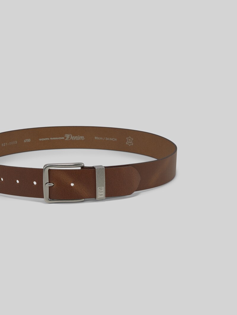 Tom Tailor TTJOE Ledergürtel mit eckiger Dornschließe - Light Brown Uni