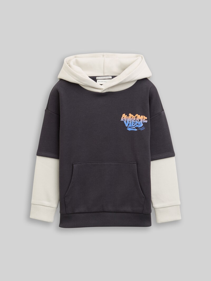 Tom Tailor Hoodie Sweatshirt im 2-in-1-Look - Coal Grey