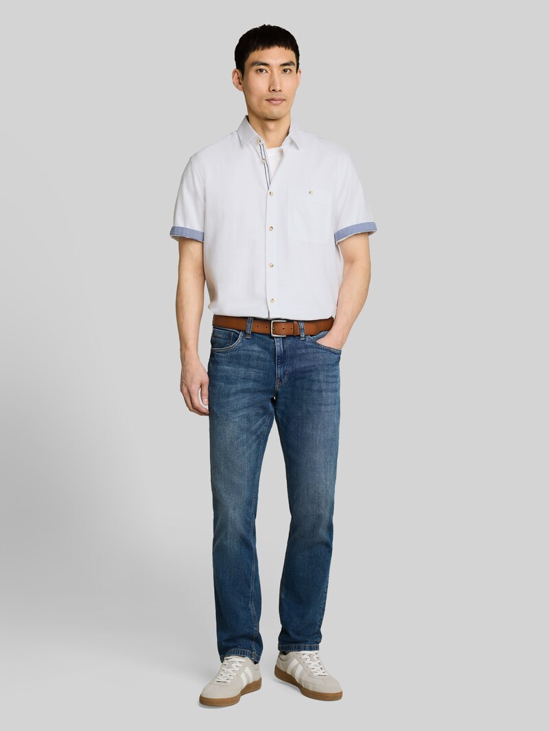 Tom Tailor Regular Fit Kurzarmhemd aus Baumwolle - White