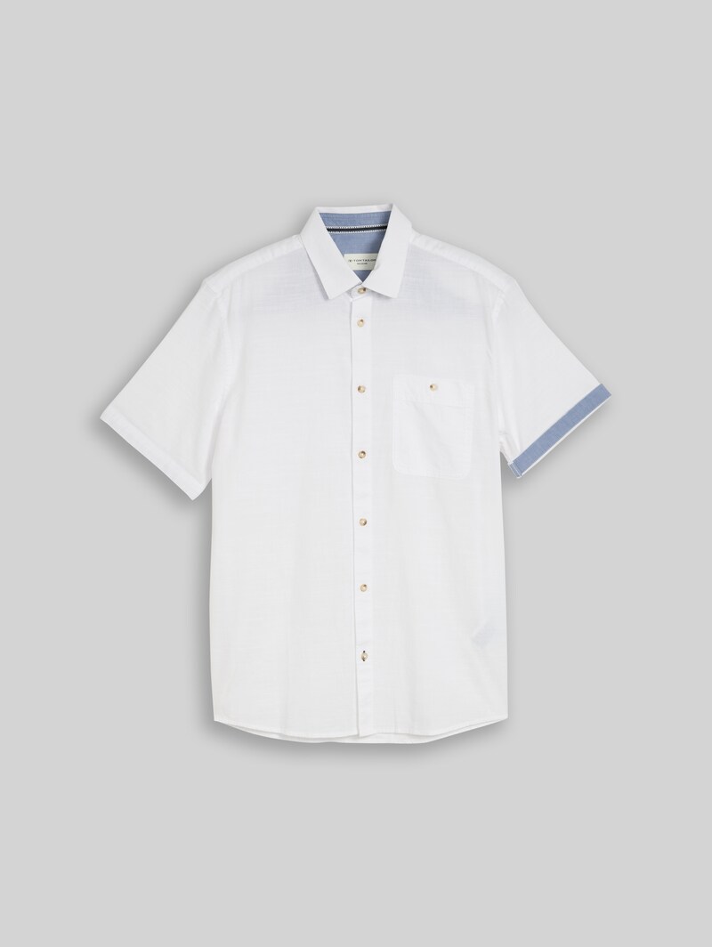 Tom Tailor Regular Fit Kurzarmhemd aus Baumwolle - White