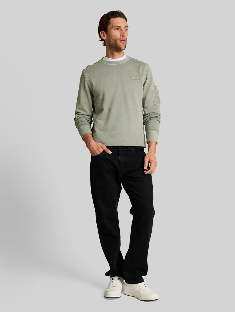 Tom Tailor Sweatshirt mit Ärmeltasche - Greyish Shadow Olive