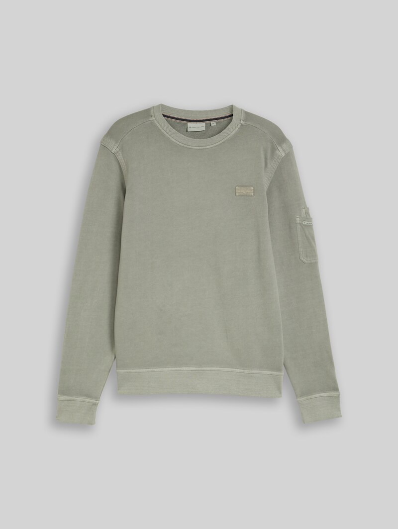 Tom Tailor Sweatshirt mit Ärmeltasche - Greyish Shadow Olive