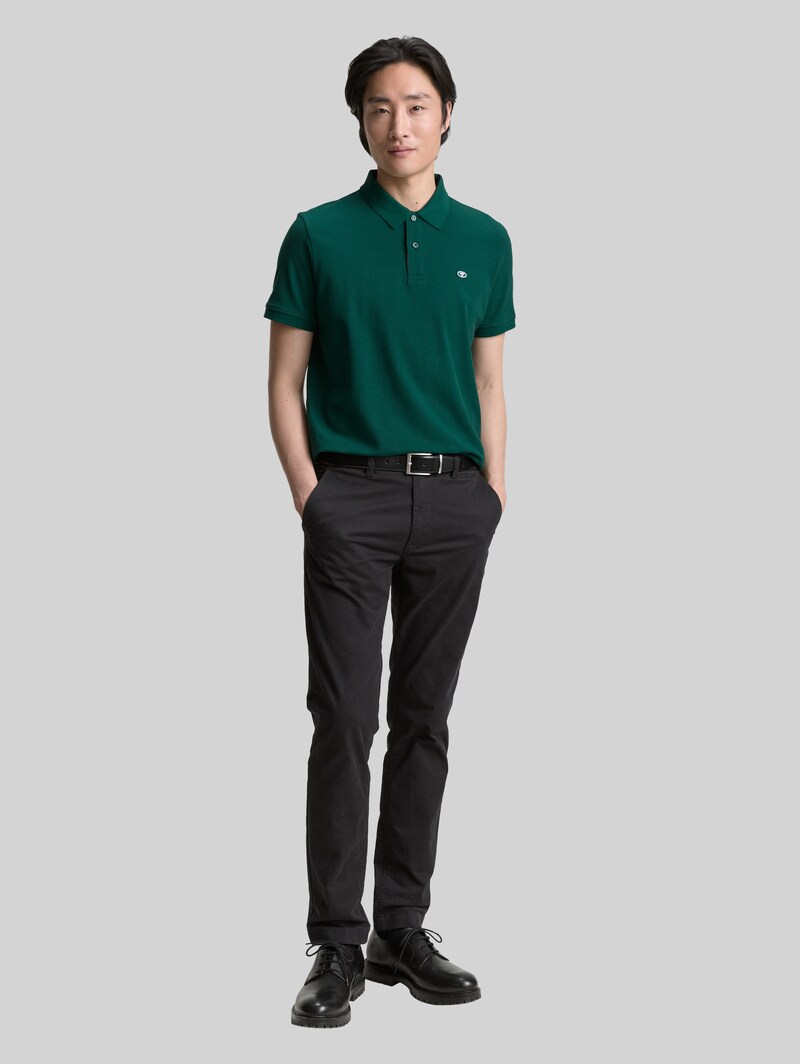 Tom Tailor Piqué Poloshirt mit Logo-Stickerei - Fairway Green