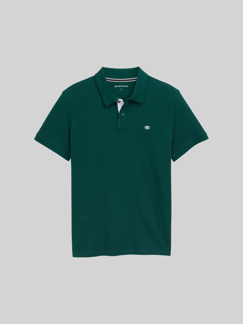 Tom Tailor Piqué Poloshirt mit Logo-Stickerei - Fairway Green