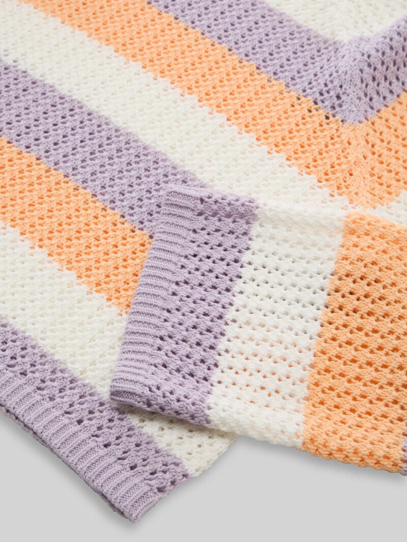 Tom Tailor Cropped Strickpullover mit Streifenmuster - Pink Blue Bold Stripe