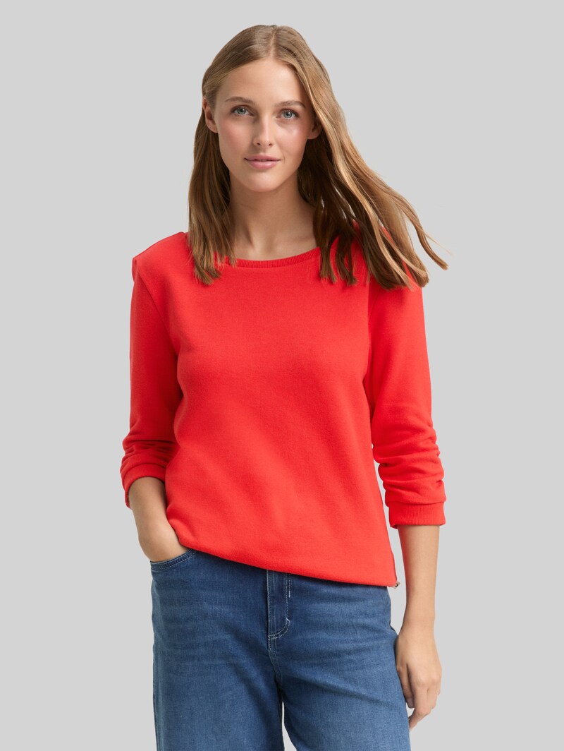 Tom Tailor Fitted Sweatshirt mit Raffungen - Brilliant Red Tom Tailor Fitted Sweatshirt mit Raffungen - Brilliant Red