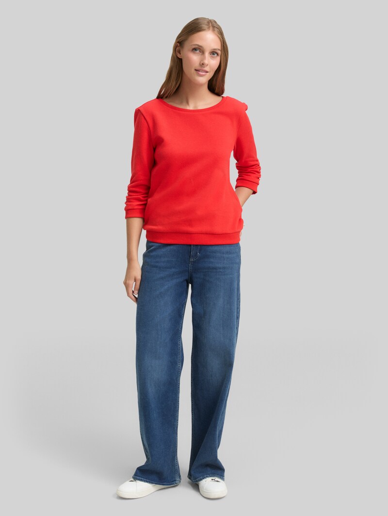 Tom Tailor Fitted Sweatshirt mit Raffungen - Brilliant Red