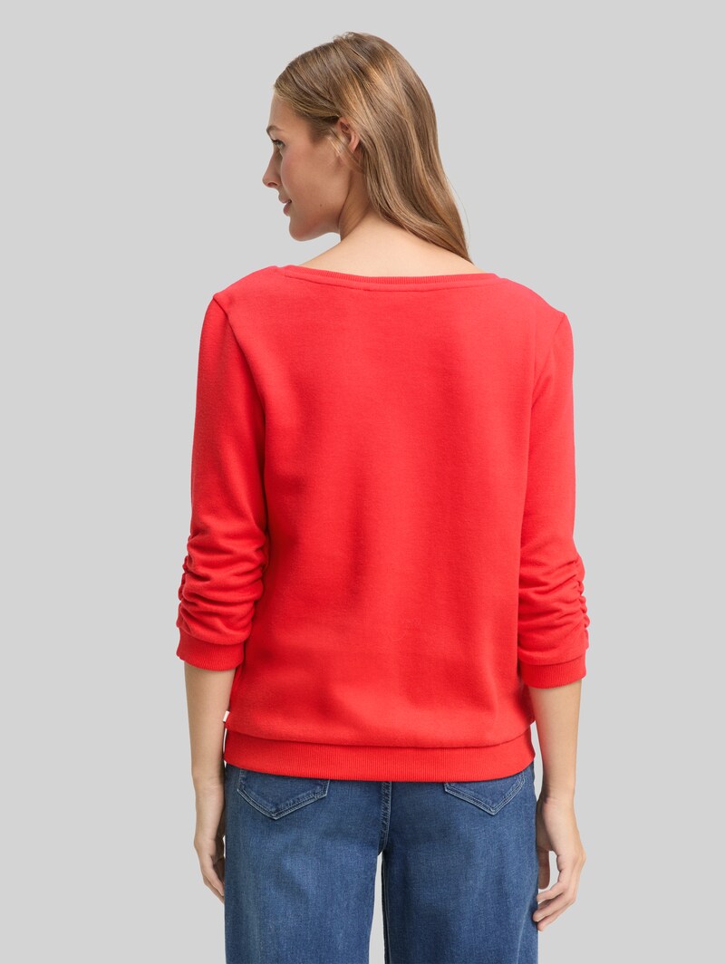 Tom Tailor Fitted Sweatshirt mit Raffungen - Brilliant Red
