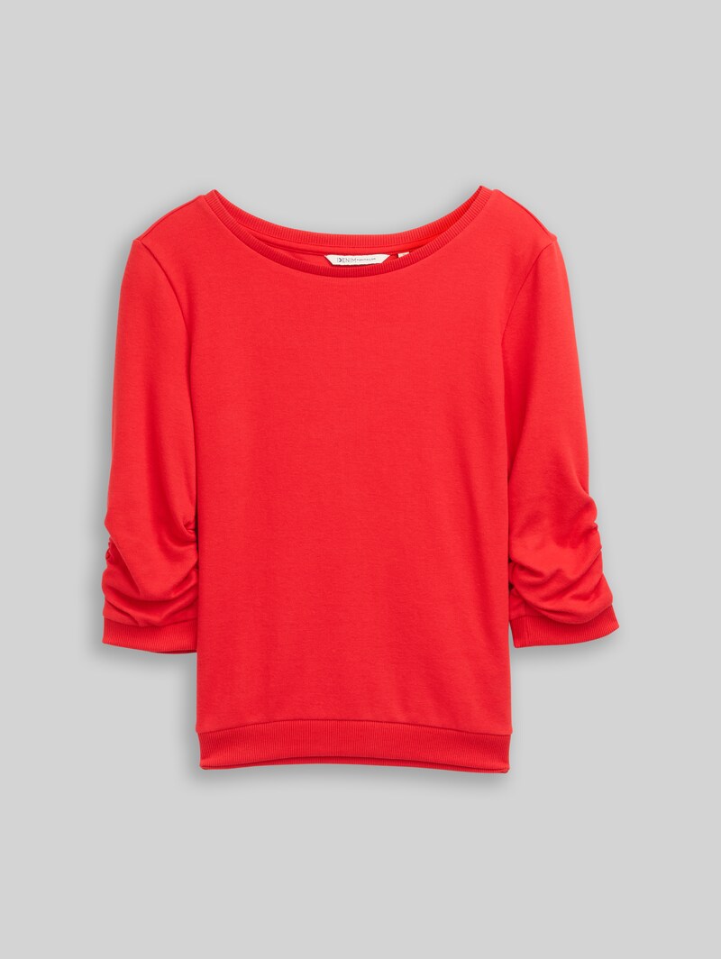 Tom Tailor Fitted Sweatshirt mit Raffungen - Brilliant Red