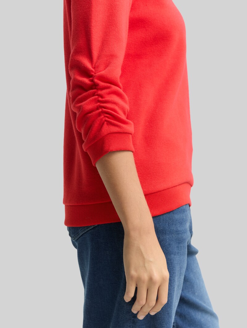 Tom Tailor Fitted Sweatshirt mit Raffungen - Brilliant Red