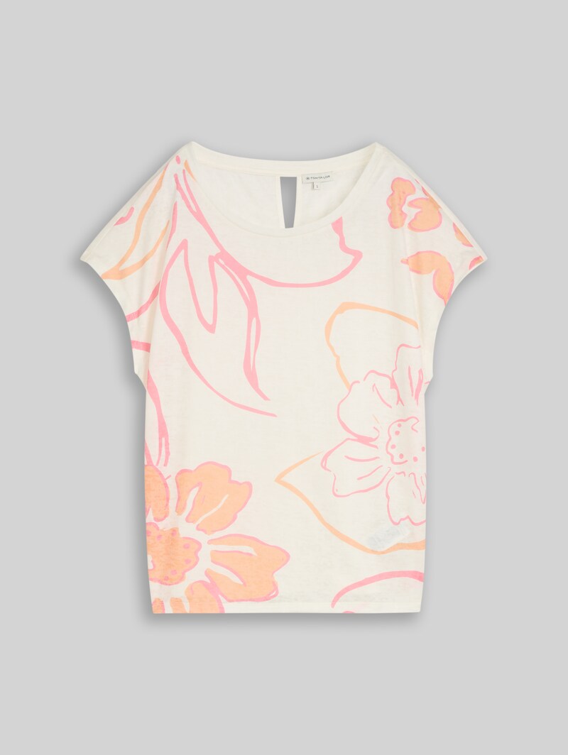 Tom Tailor T-Shirt mit Blumenmuster - Whisper White
