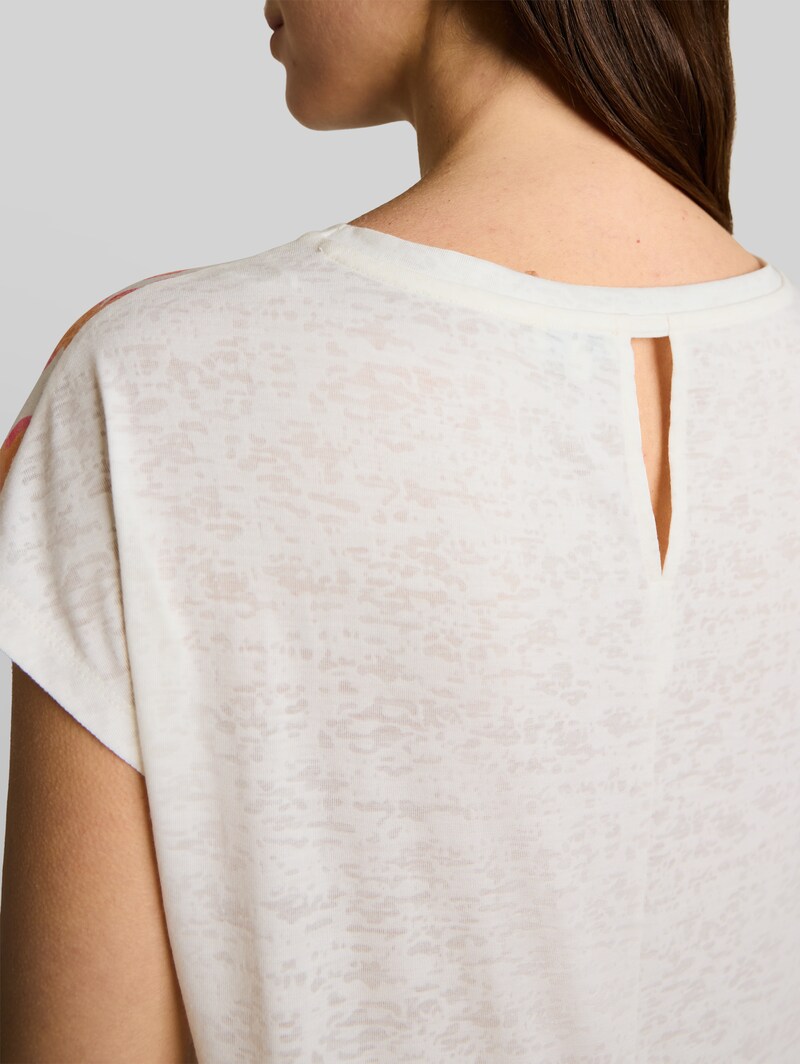 Tom Tailor T-Shirt mit Blumenmuster - Whisper White