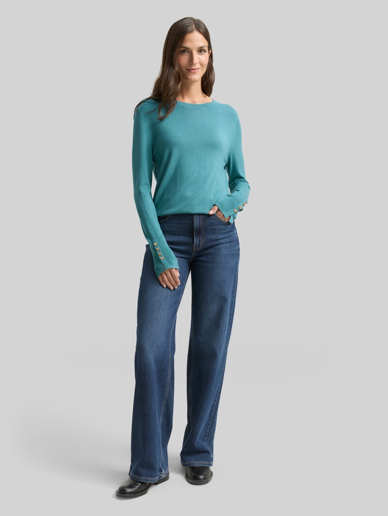 Tom Tailor Strickpullover mit Knopf-Details - Tropical Teal