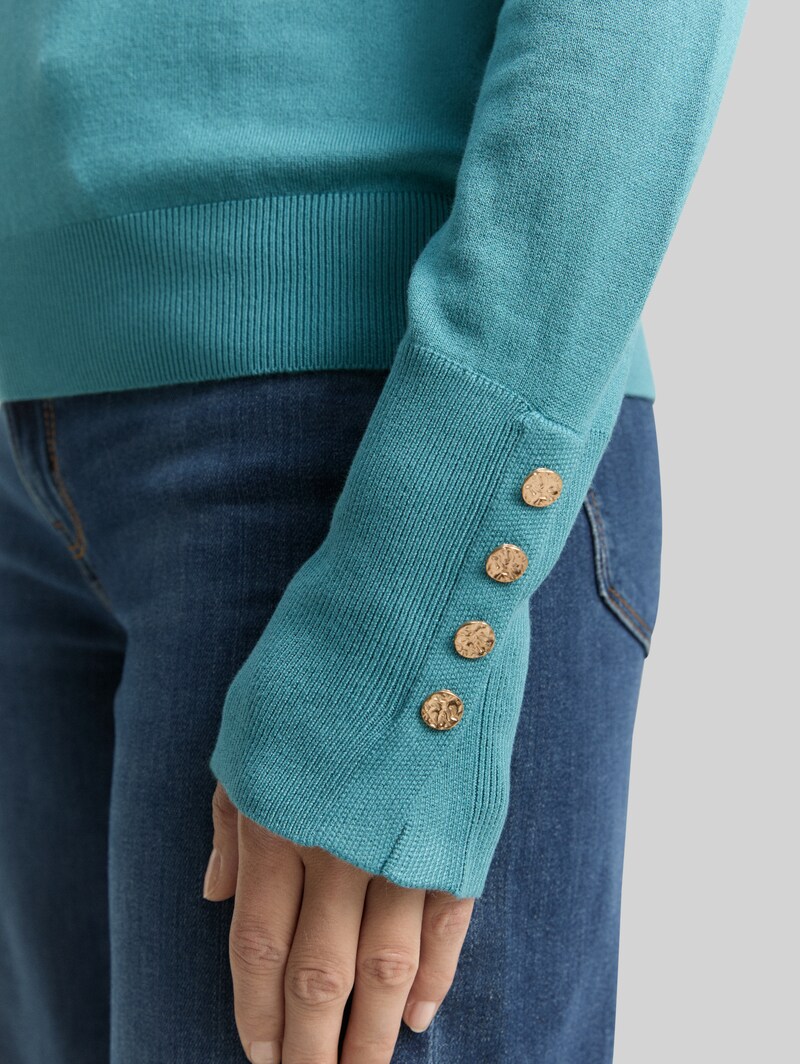 Tom Tailor Strickpullover mit Knopf-Details - Tropical Teal