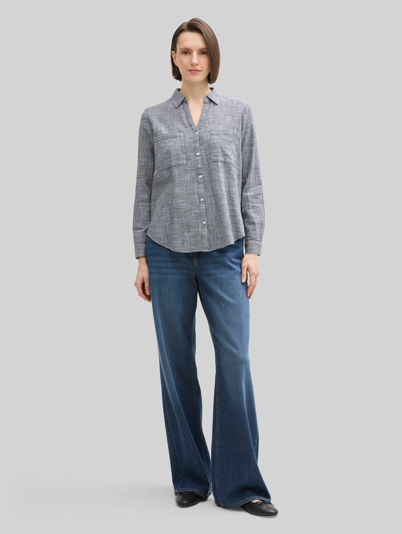 Tom Tailor Bluse mit Brusttaschen - Midnight Navy Blue