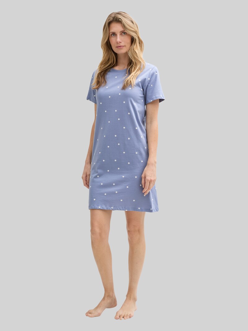 Tom Tailor Nachthemd mit Punkte-Print aus Baumwolle - Blau-mittel-punkte