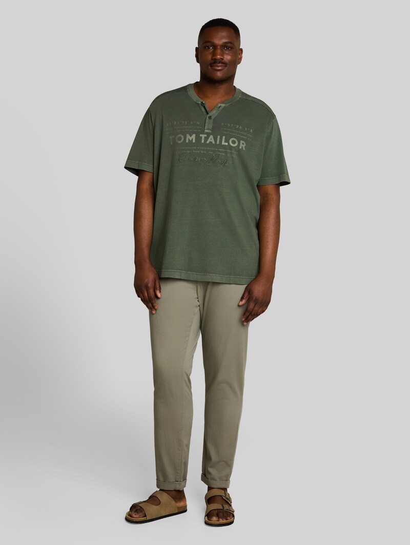 Tom Tailor Plus Size - Henley T-Shirt im Used-Look - Deep Leaf Green