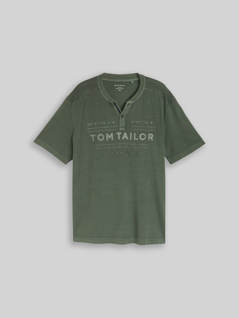 Tom Tailor Plus Size - Henley T-Shirt im Used-Look - Deep Leaf Green